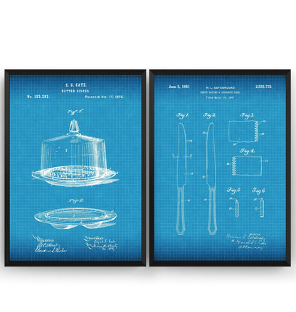 Butter Dish & Knife Set Of 2 Patent Prints - Magic Posters