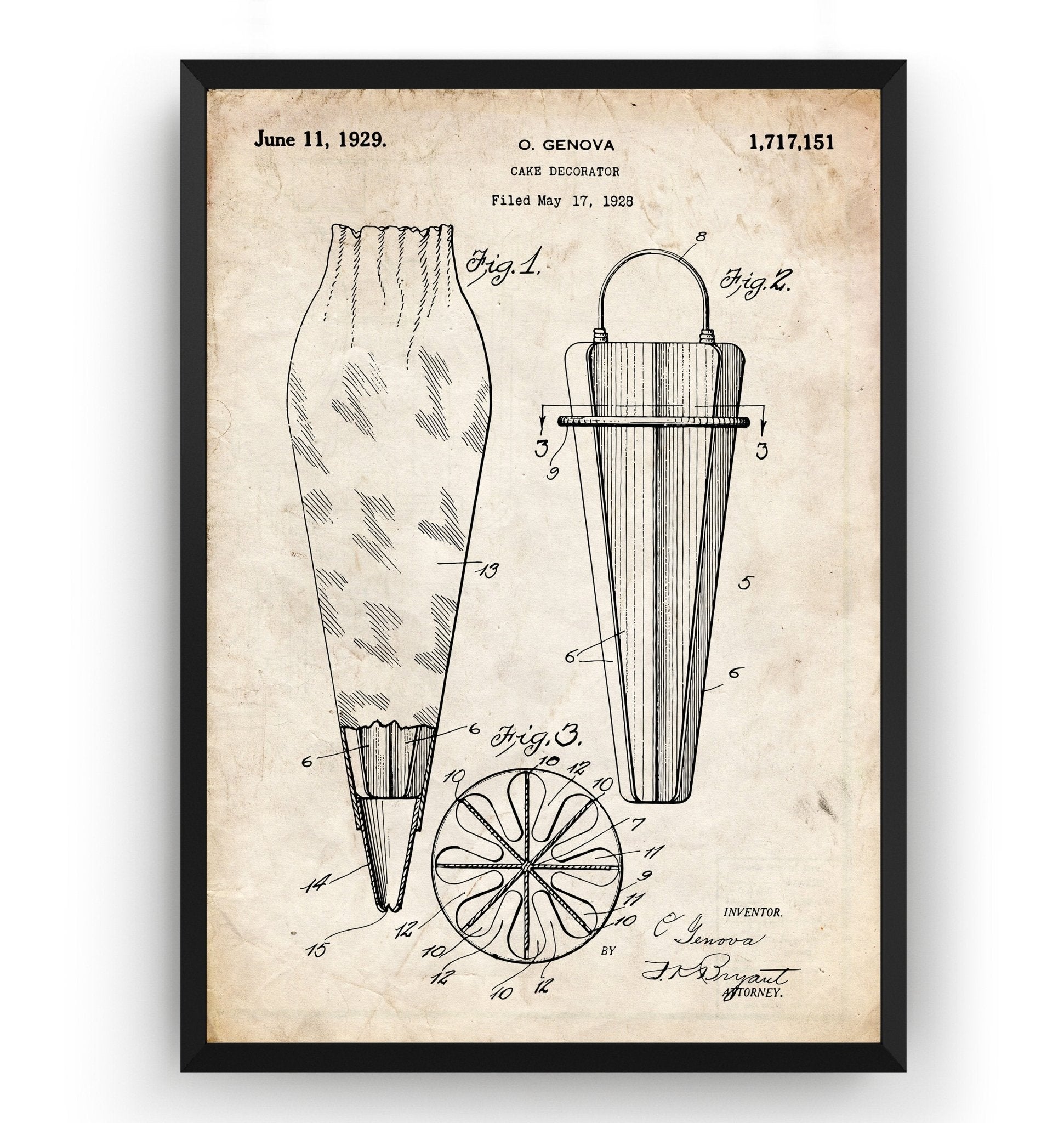 Cake Piping Bag 1928 Patent Print - Magic Posters