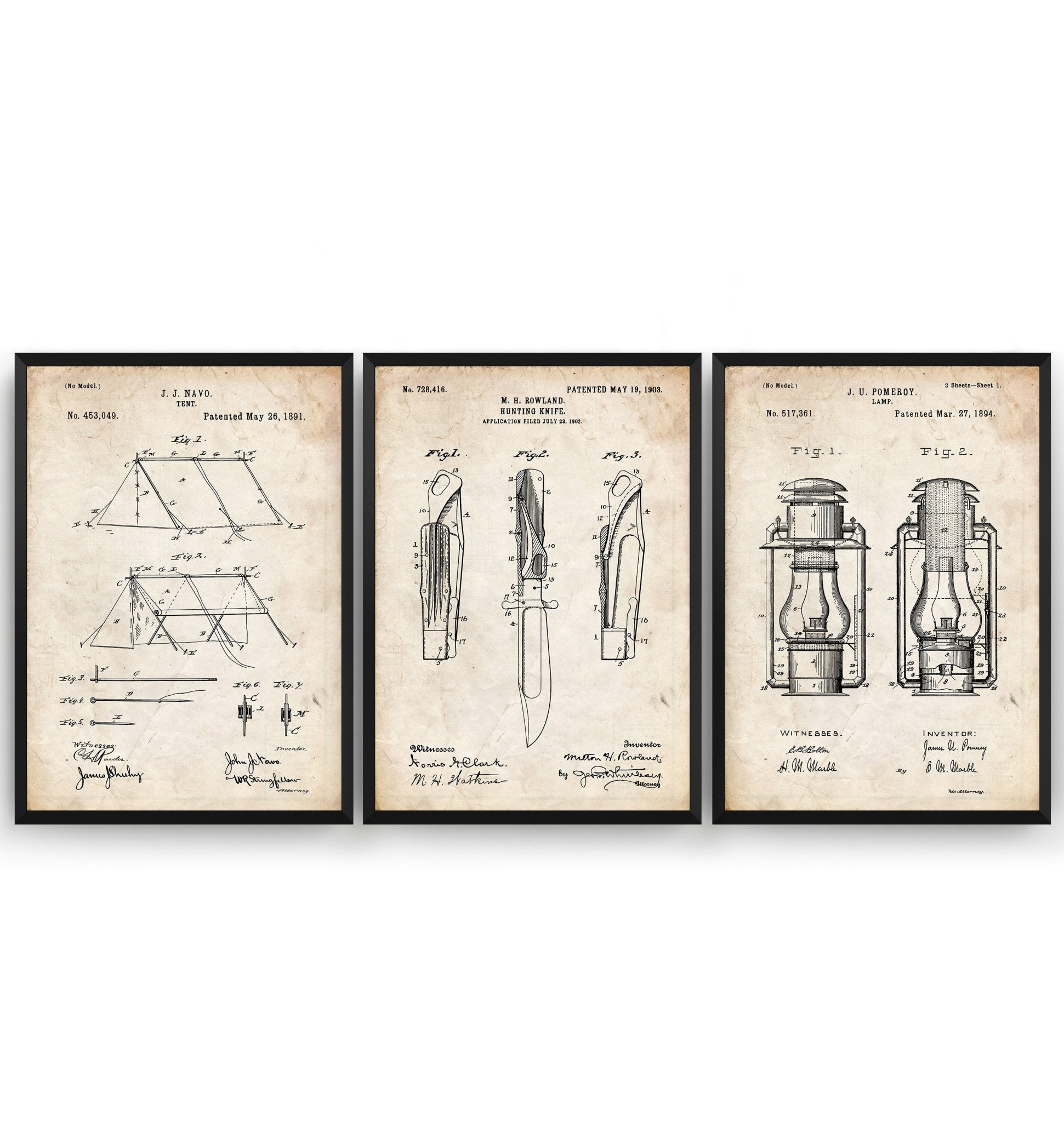 Camping Set Of 3 Patent Prints - Magic Posters