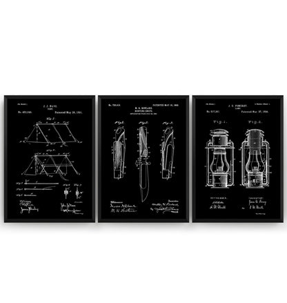 Camping Set Of 3 Patent Prints - Magic Posters