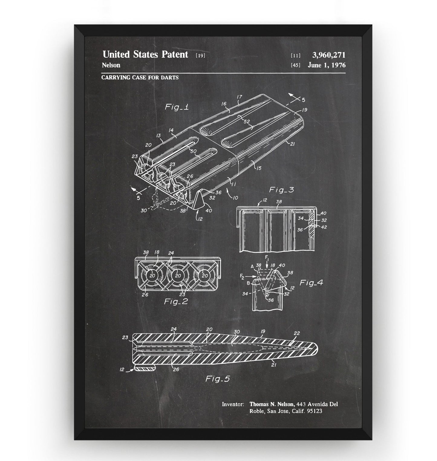 Carrying Case For Darts 1976 Patent Print - Magic Posters