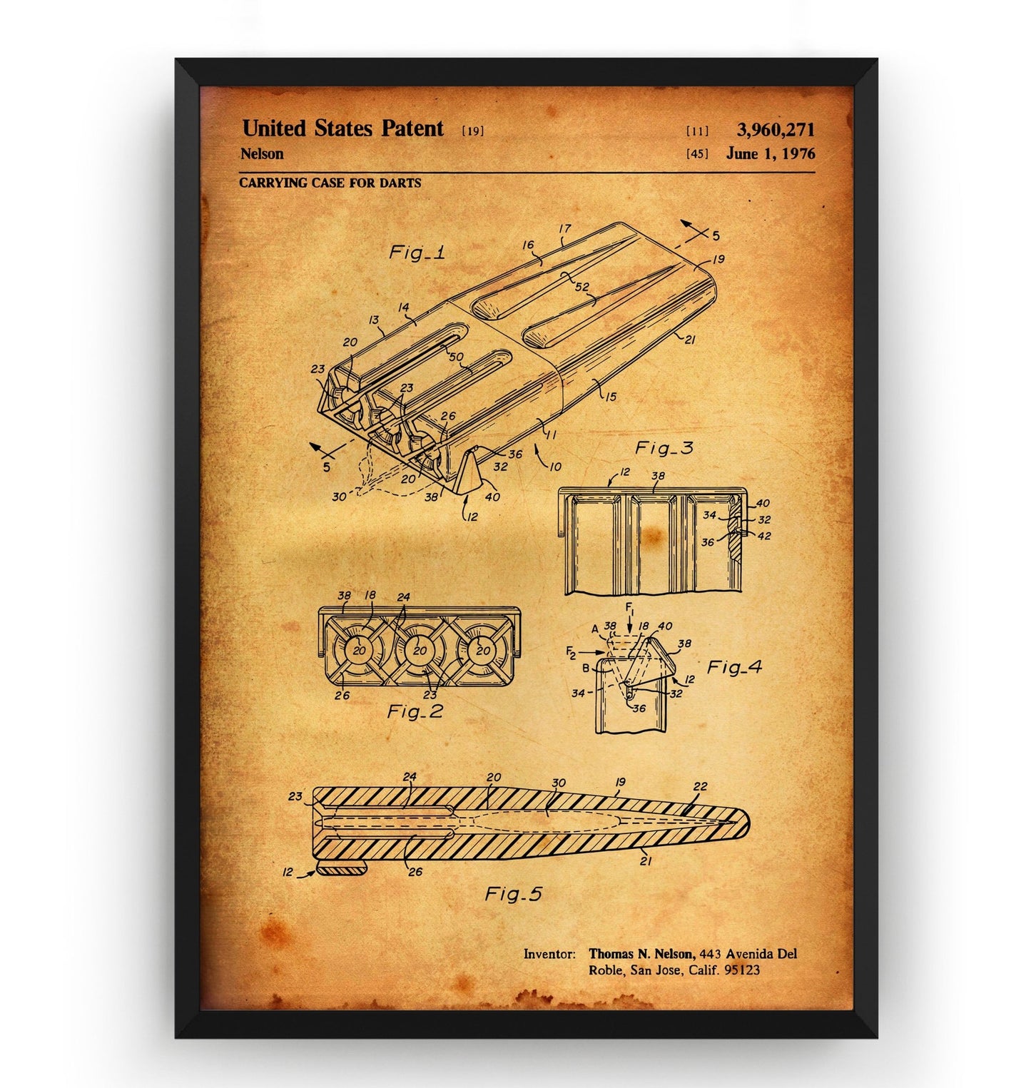 Carrying Case For Darts 1976 Patent Print - Magic Posters