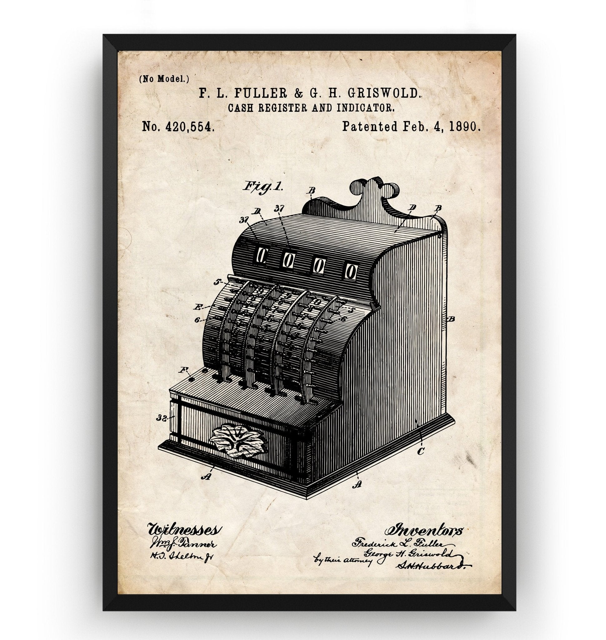 Cash Register 1890 Patent Print - Magic Posters