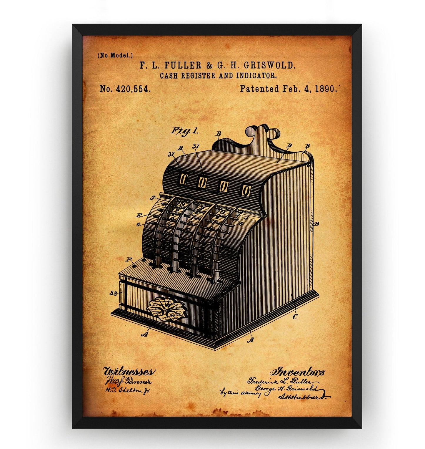 Cash Register 1890 Patent Print - Magic Posters