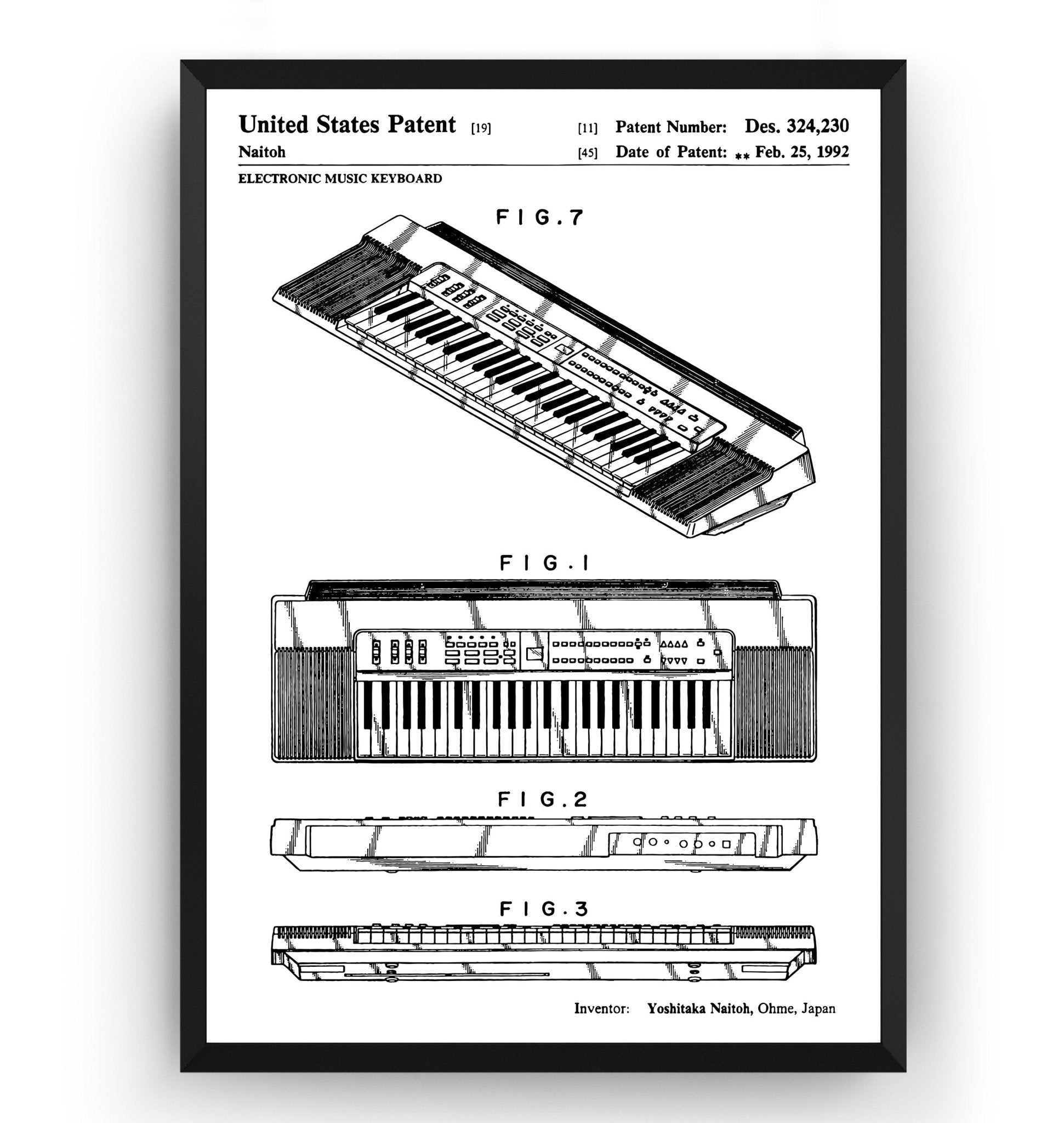 Casio Keyboard 1992 Patent Print - Magic Posters