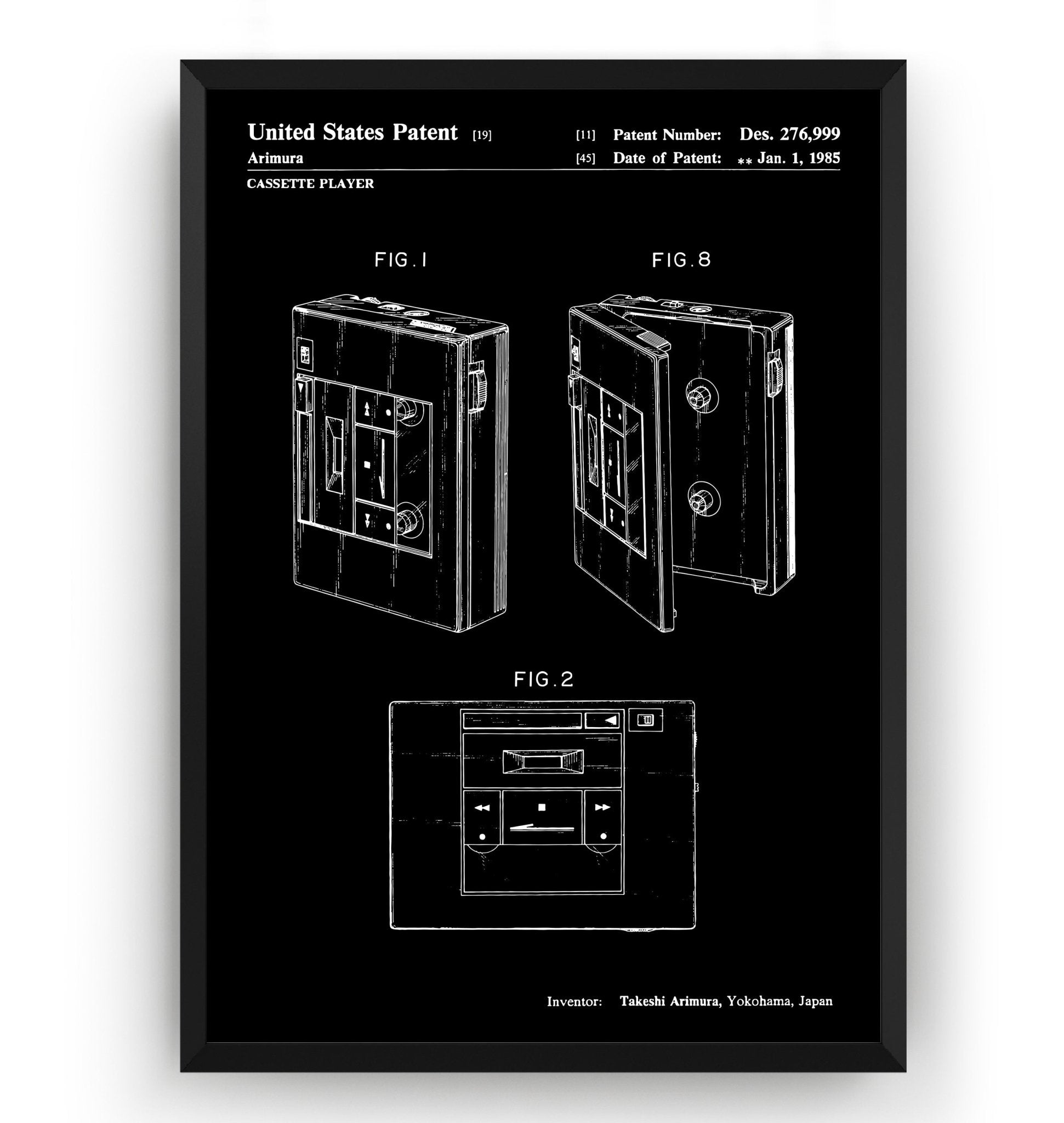 Cassette Player 1985 Patent Print - Magic Posters