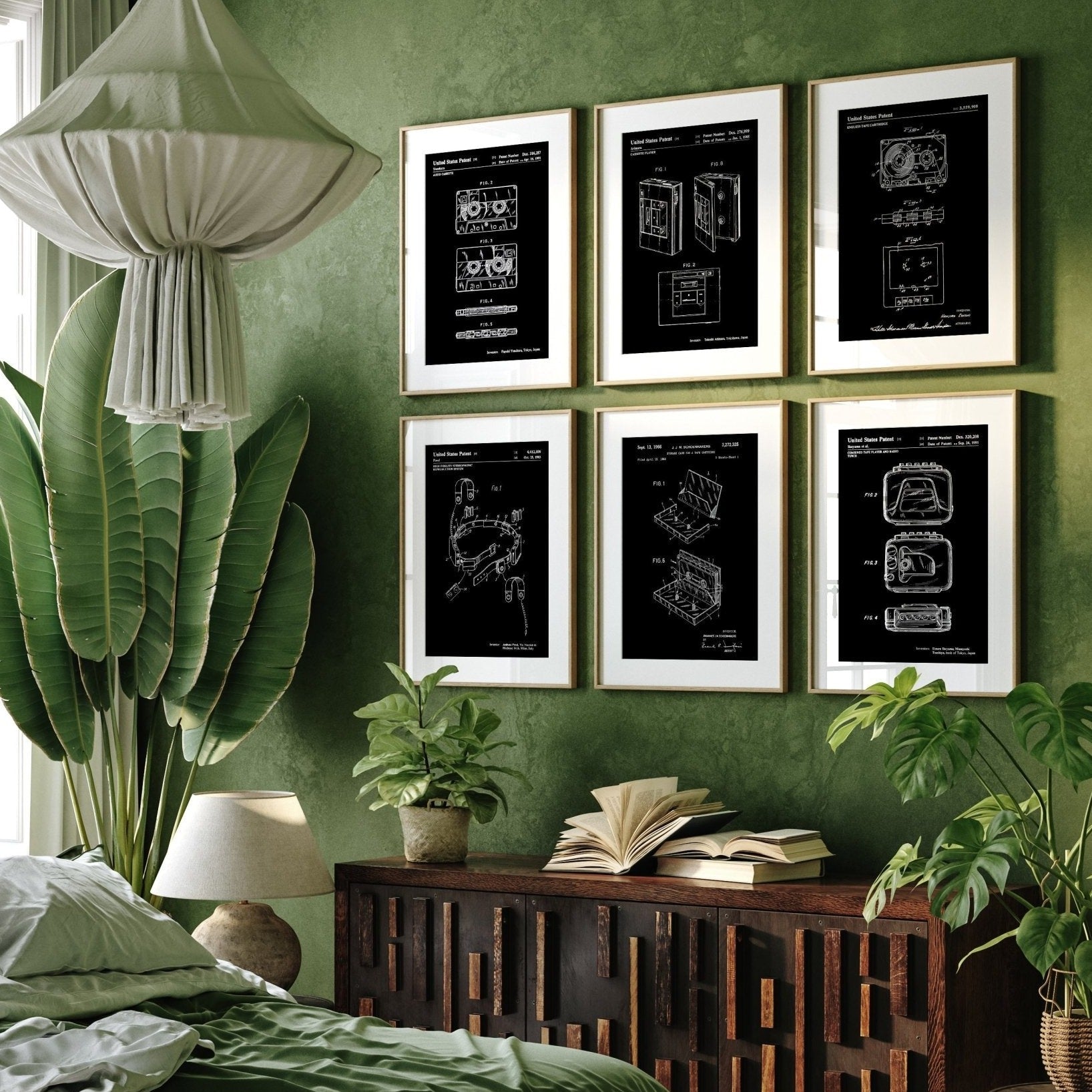 Cassette Player And Tape Set Of 6 Patent Prints - Magic Posters