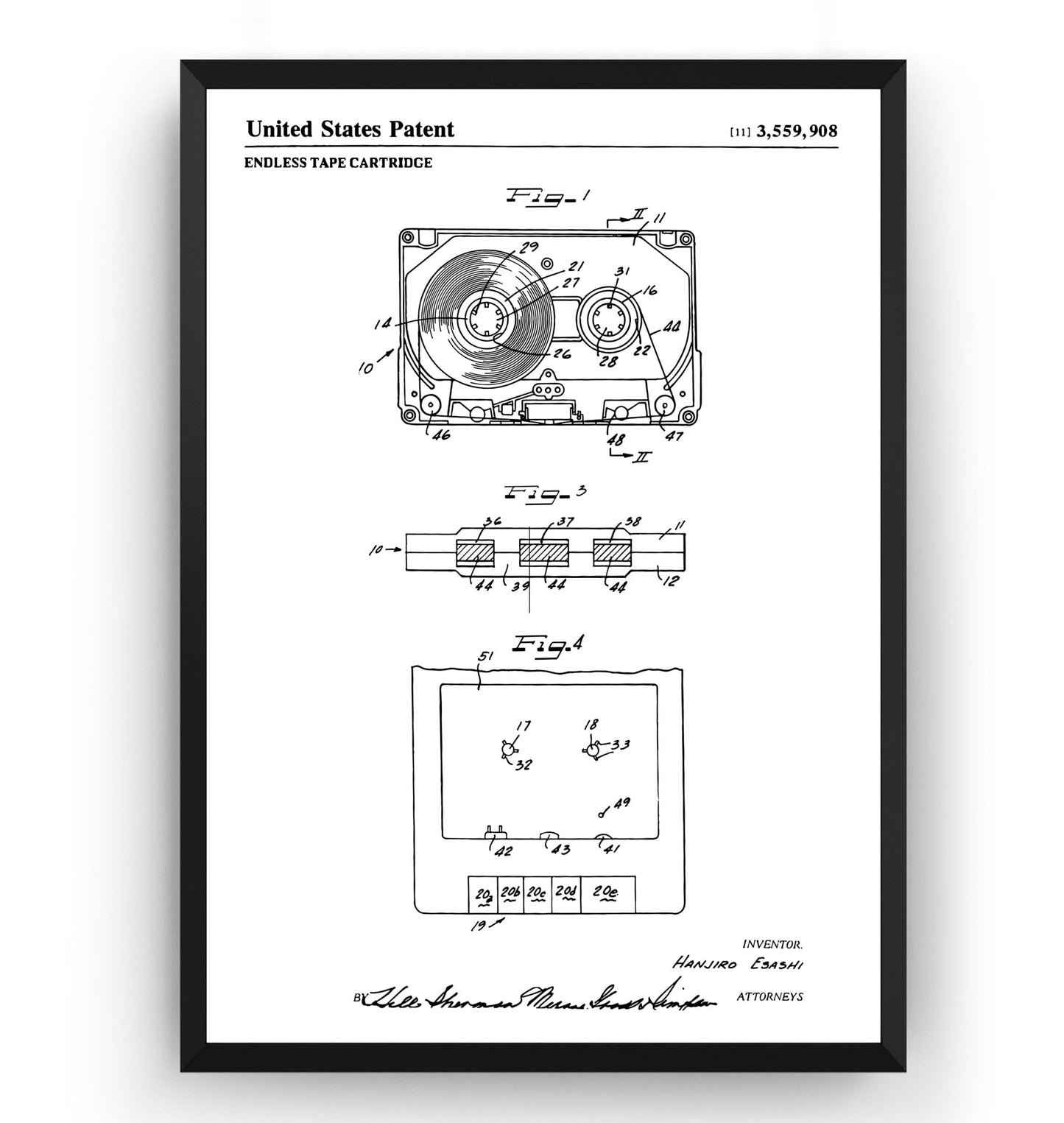 Cassette Tape 1971 Patent Print - Magic Posters
