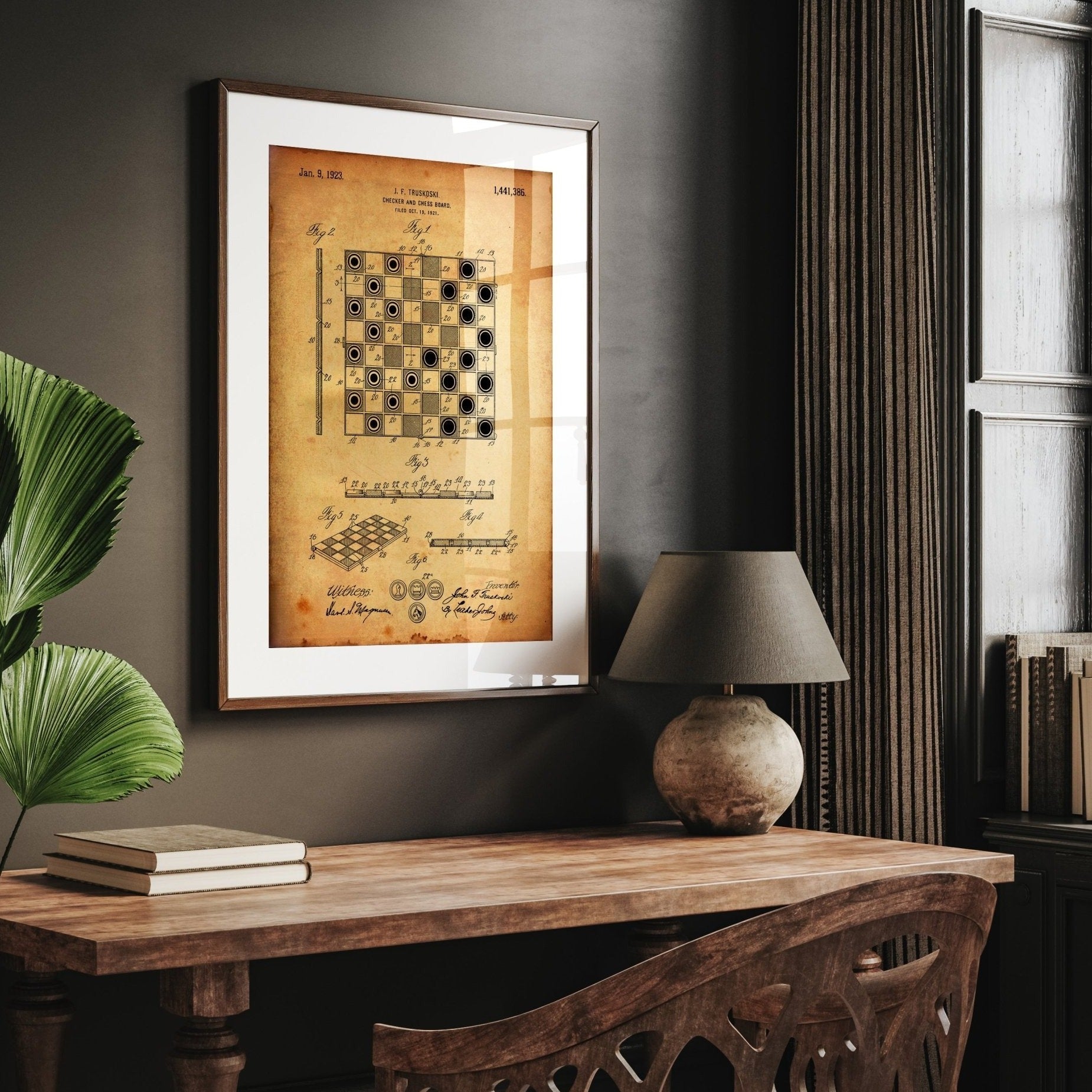 Checkers Draughts And Chessboard 1923 Patent Print - Magic Posters