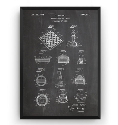 Chess Playing Pieces 1954 Patent Print - Magic Posters