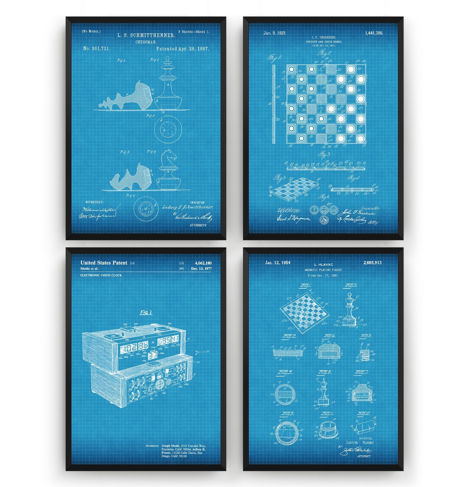 Chess Set Of 4 Patent Prints - Magic Posters
