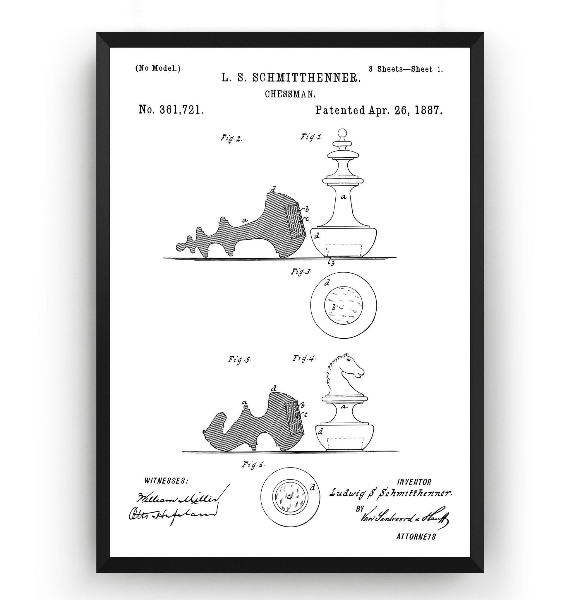 Chessman 1887 Patent Print - Magic Posters