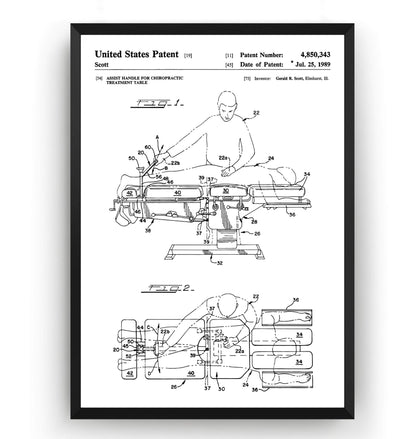 Chiropractic Treatment Table 1989 Patent Print - Magic Posters
