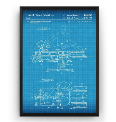 Chiropractic Treatment Table 1989 Patent Print - Magic Posters