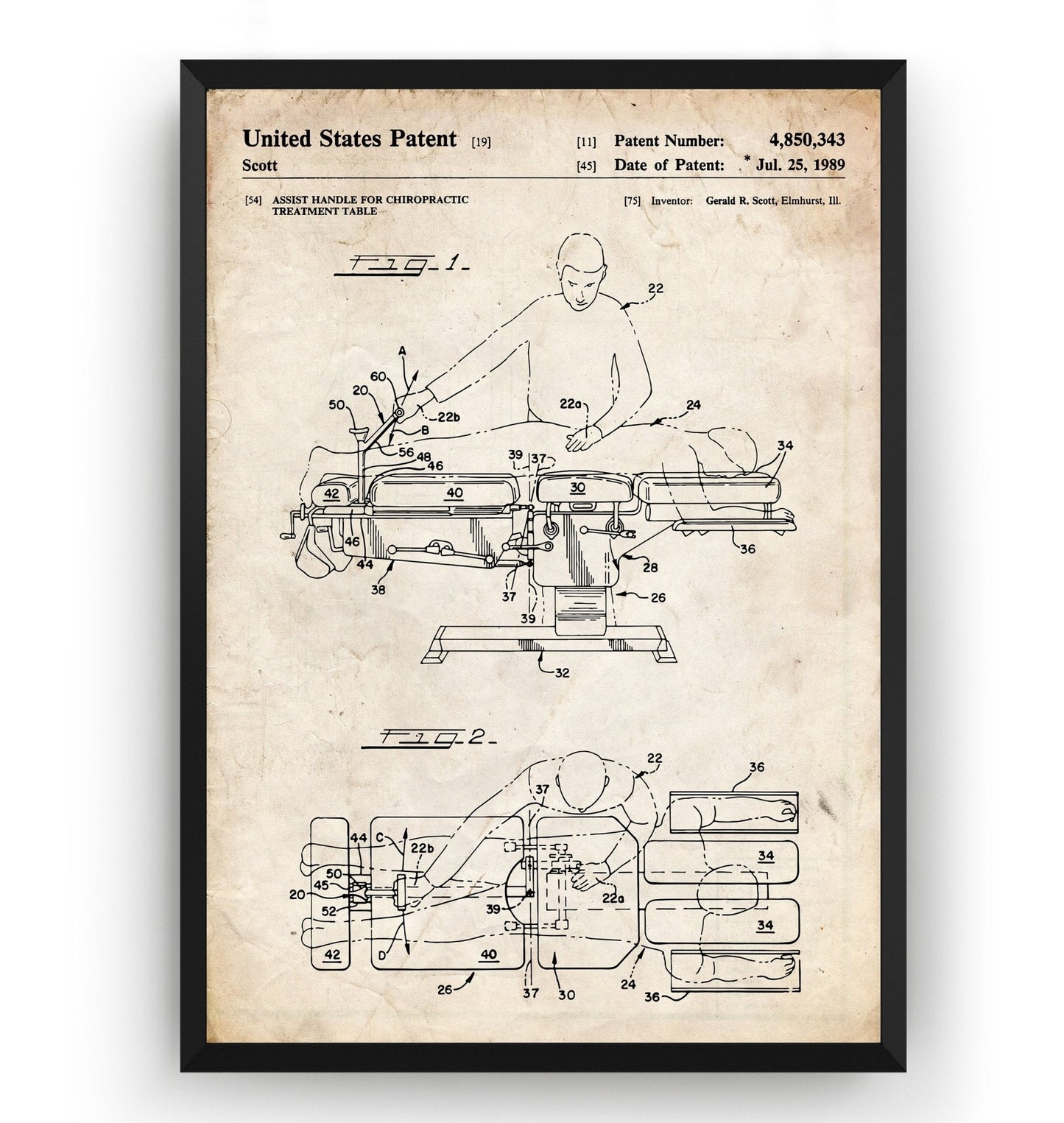 Chiropractic Treatment Table 1989 Patent Print - Magic Posters
