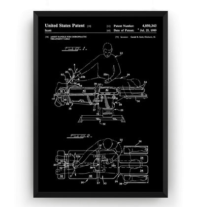 Chiropractic Treatment Table 1989 Patent Print - Magic Posters