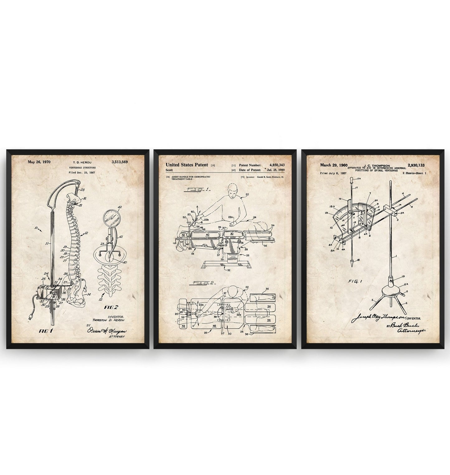 Chiropractor Set Of 3 Patent Prints - Magic Posters