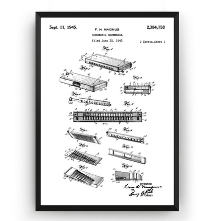 Chromatic Harmonica 1945 Patent Print - Magic Posters