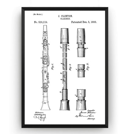 Clarinet 1893 Patent Print - Magic Posters