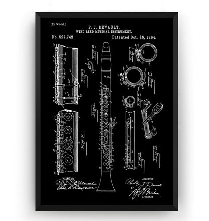 Clarinet 1894 Patent Print - Magic Posters