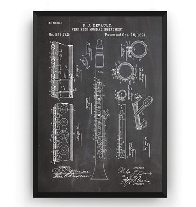 Clarinet 1894 Patent Print - Magic Posters