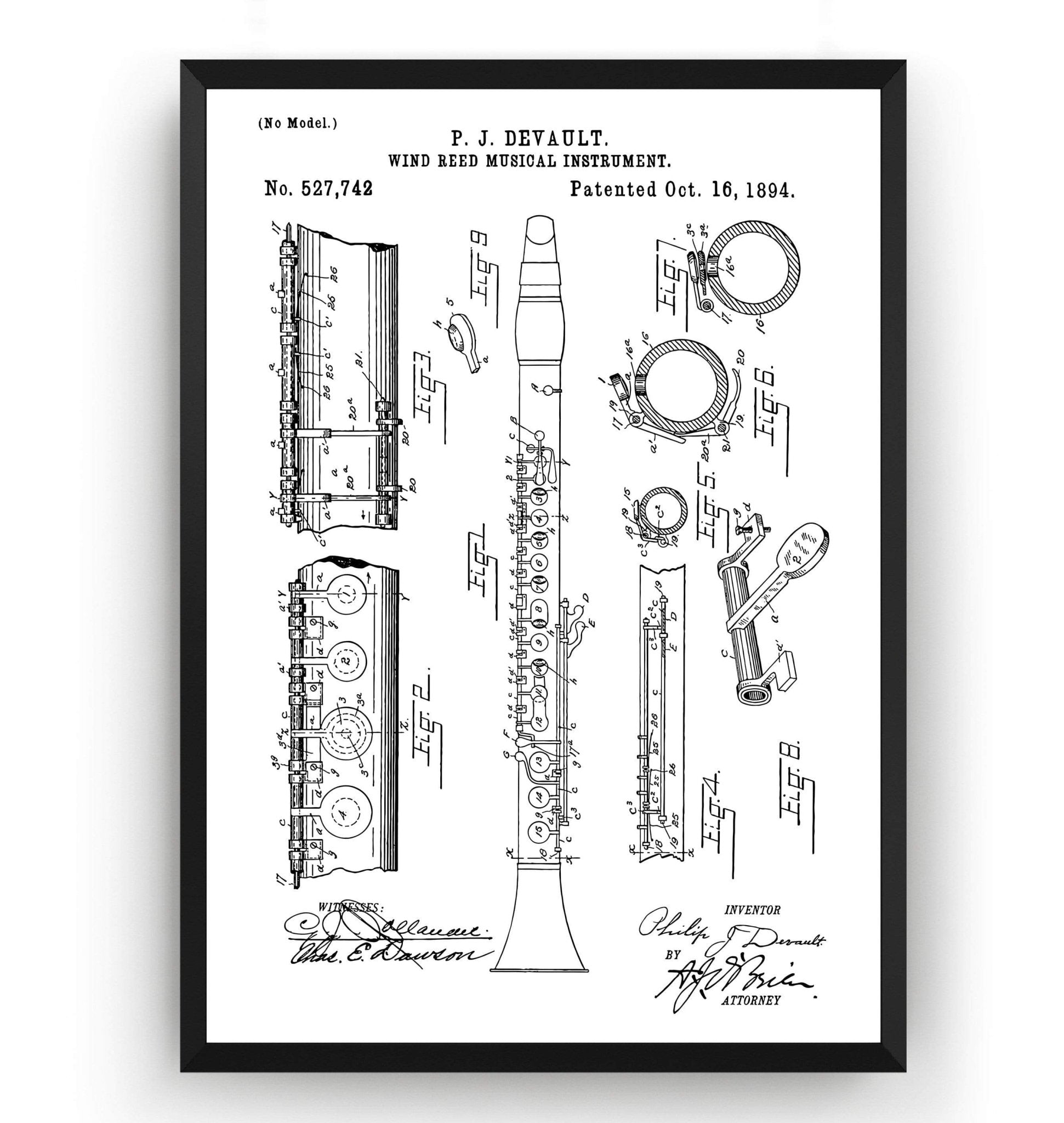 Clarinet 1894 Patent Print - Magic Posters