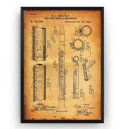 Clarinet 1894 Patent Print - Magic Posters