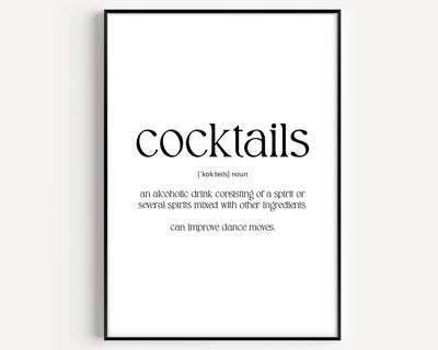 Cocktails Definition Print - Magic Posters