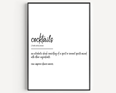 Cocktails Definition Print - Magic Posters