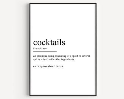 Cocktails Definition Print - Magic Posters