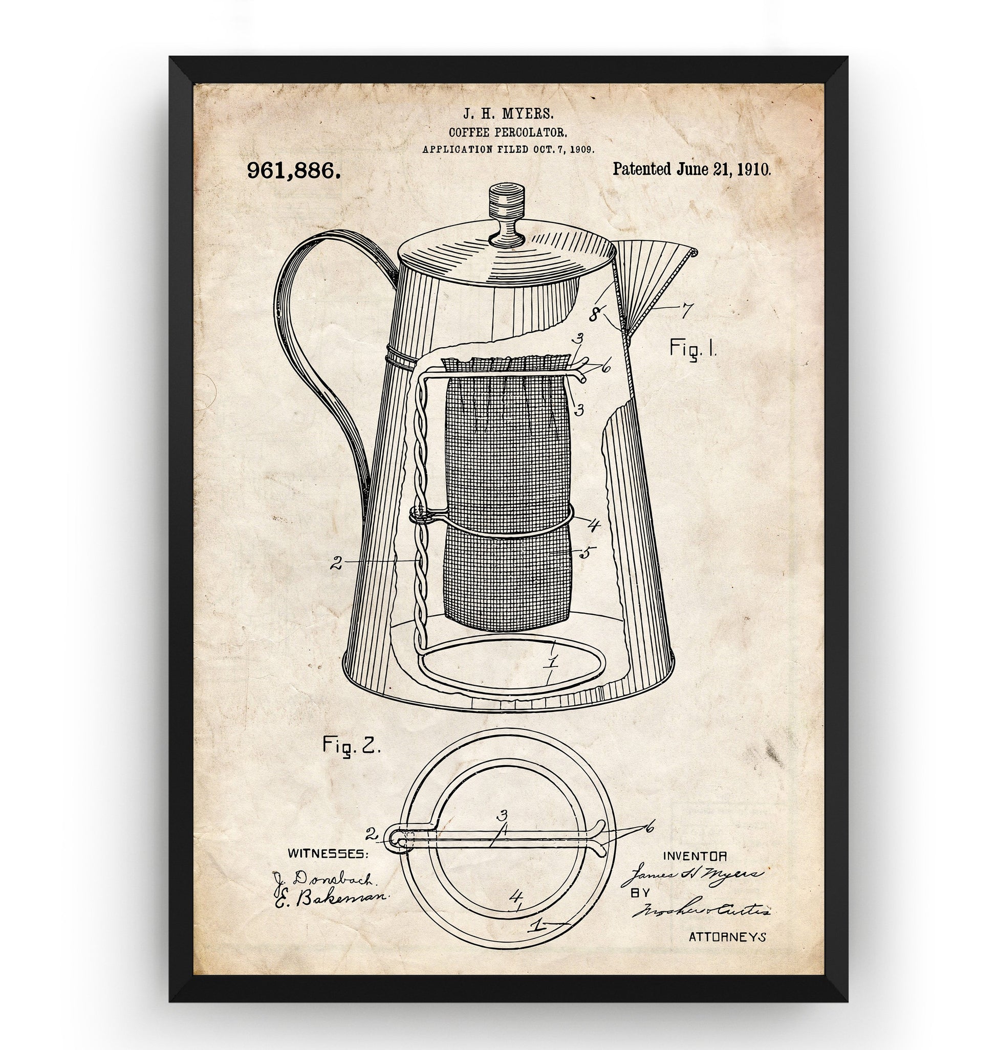 Coffee Percolator 1910 Patent Print - Magic Posters