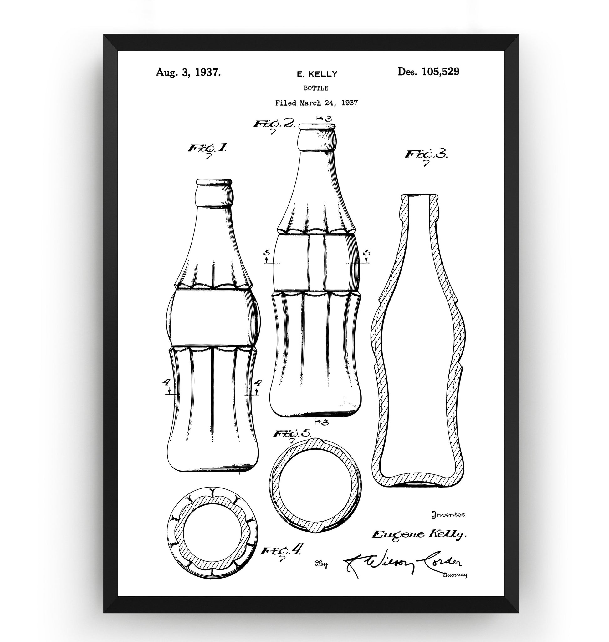 Coke Bottle 1937 Patent Print - Magic Posters