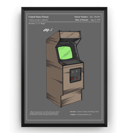 Colourised Arcade Machine Patent Print - Magic Posters