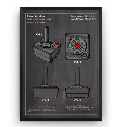 Colourised Atari Joystick Patent Print - Magic Posters