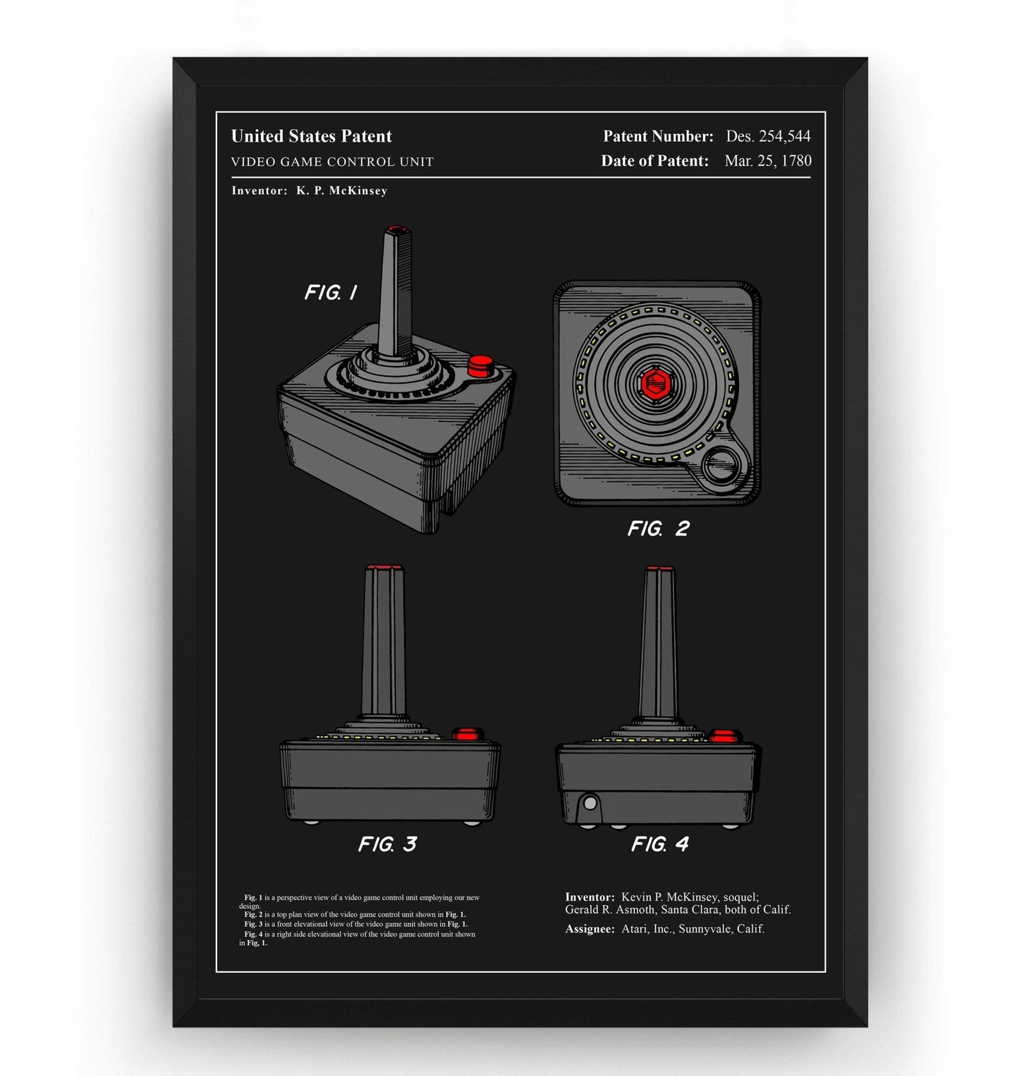 Colourised Atari Joystick Patent Print - Magic Posters