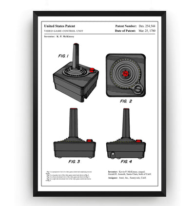 Colourised Atari Joystick Patent Print - Magic Posters