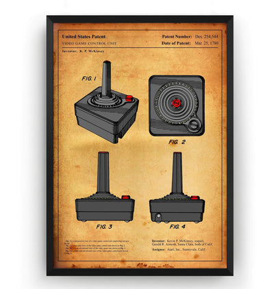 Colourised Atari Joystick Patent Print - Magic Posters