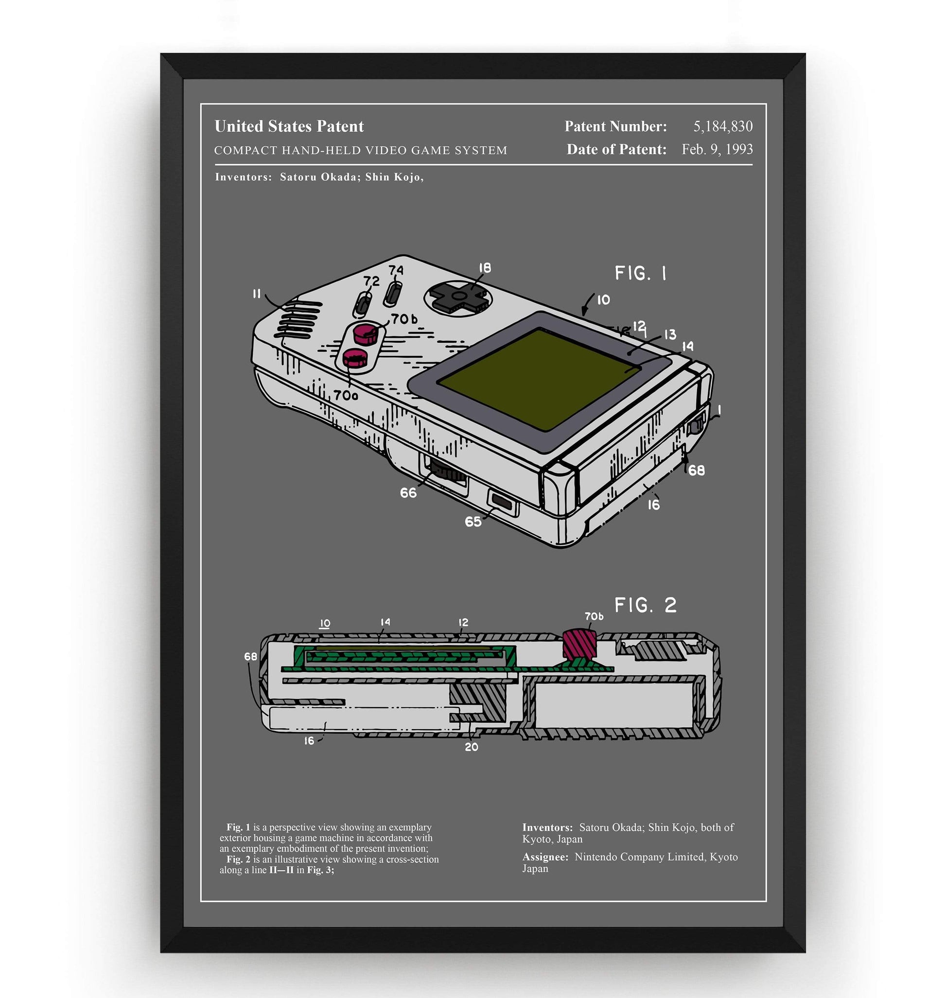 Colourised Handheld Video Game Patent Print - Magic Posters