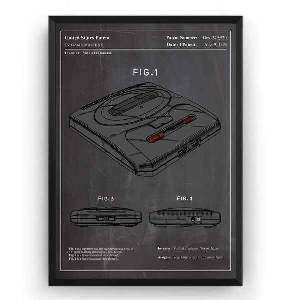 Colourised Mega Drive Patent Print - Magic Posters
