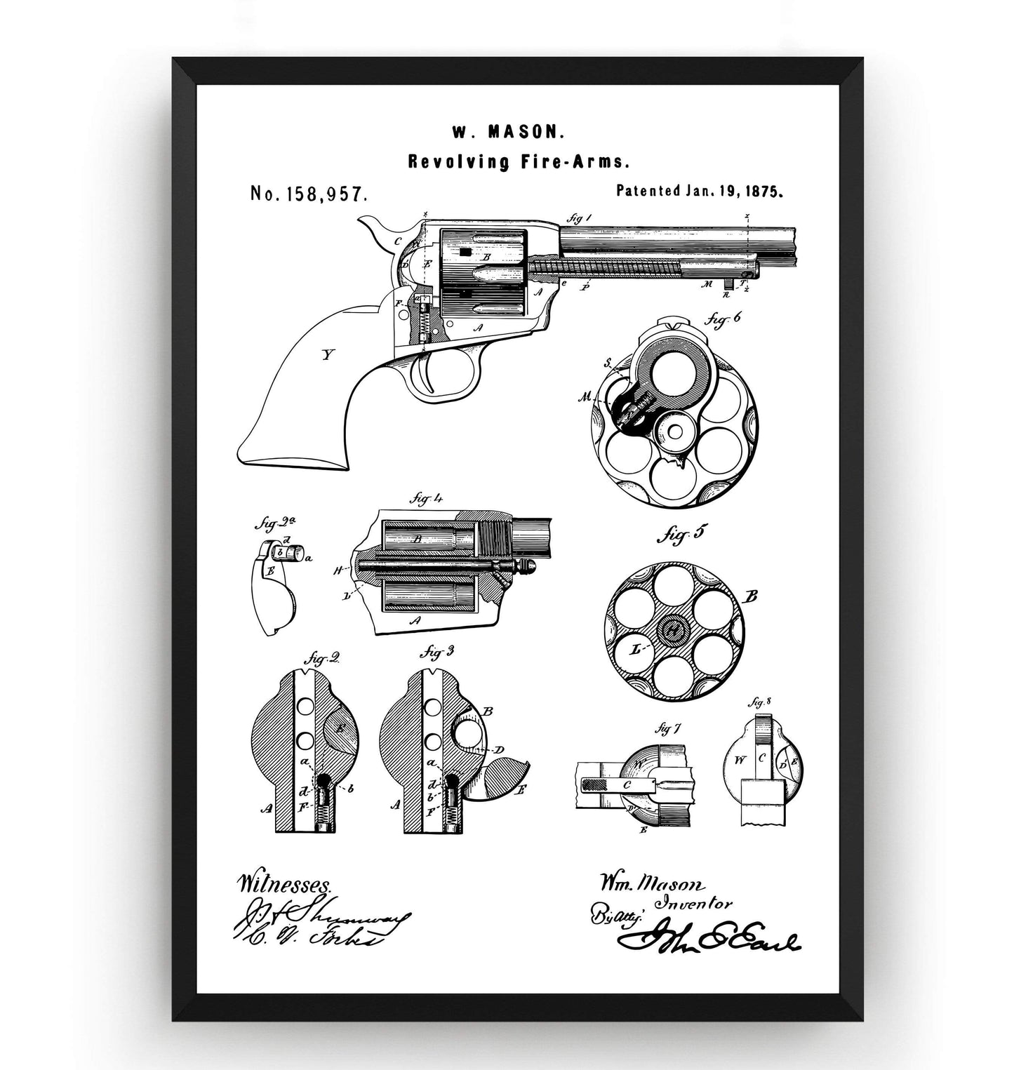 Colt Peacemaker 1875 Patent Print - Magic Posters