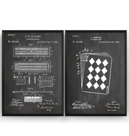 Cribbage And Playing Cards Set Of 2 Patent Prints - Magic Posters