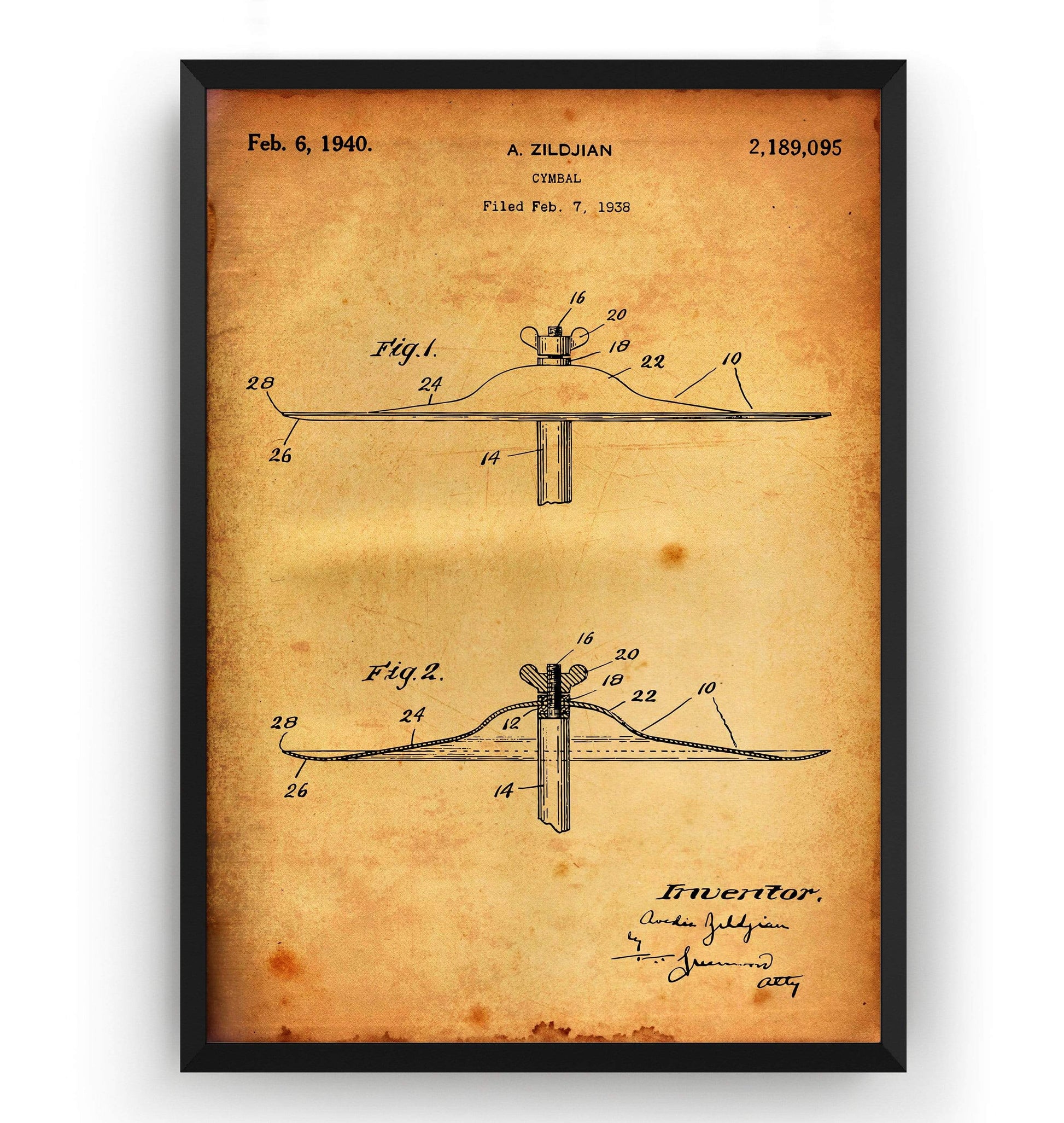 Cymbal 1940 Patent Print - Magic Posters