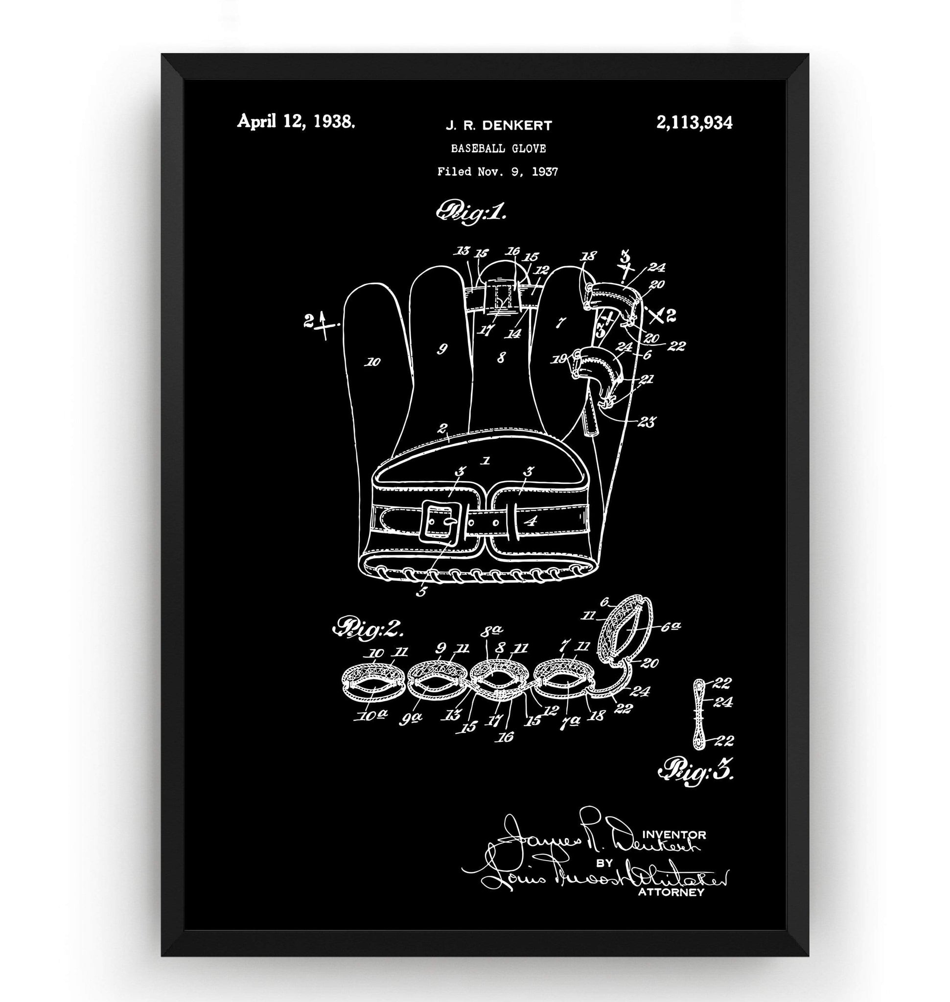 Denkert Baseball Glove Patent Print - Magic Posters