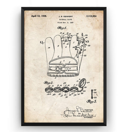 Denkert Baseball Glove Patent Print - Magic Posters