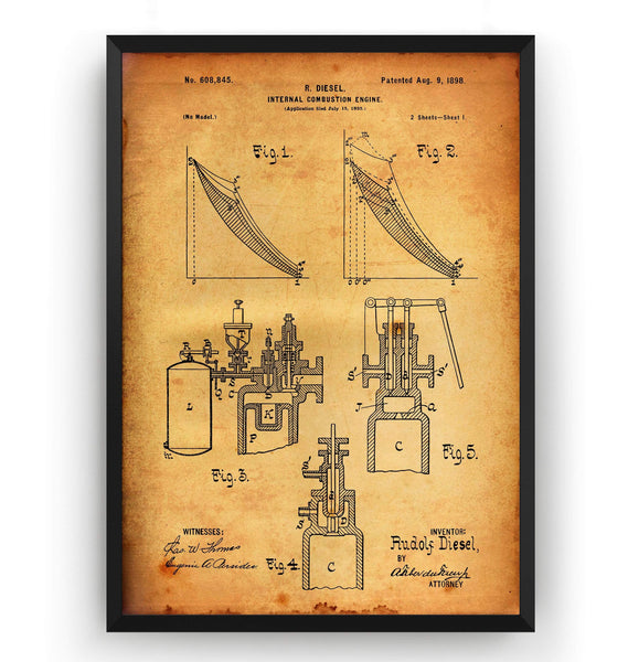 Diesel Combustion Engine Page 1 Patent Print - Magic Posters