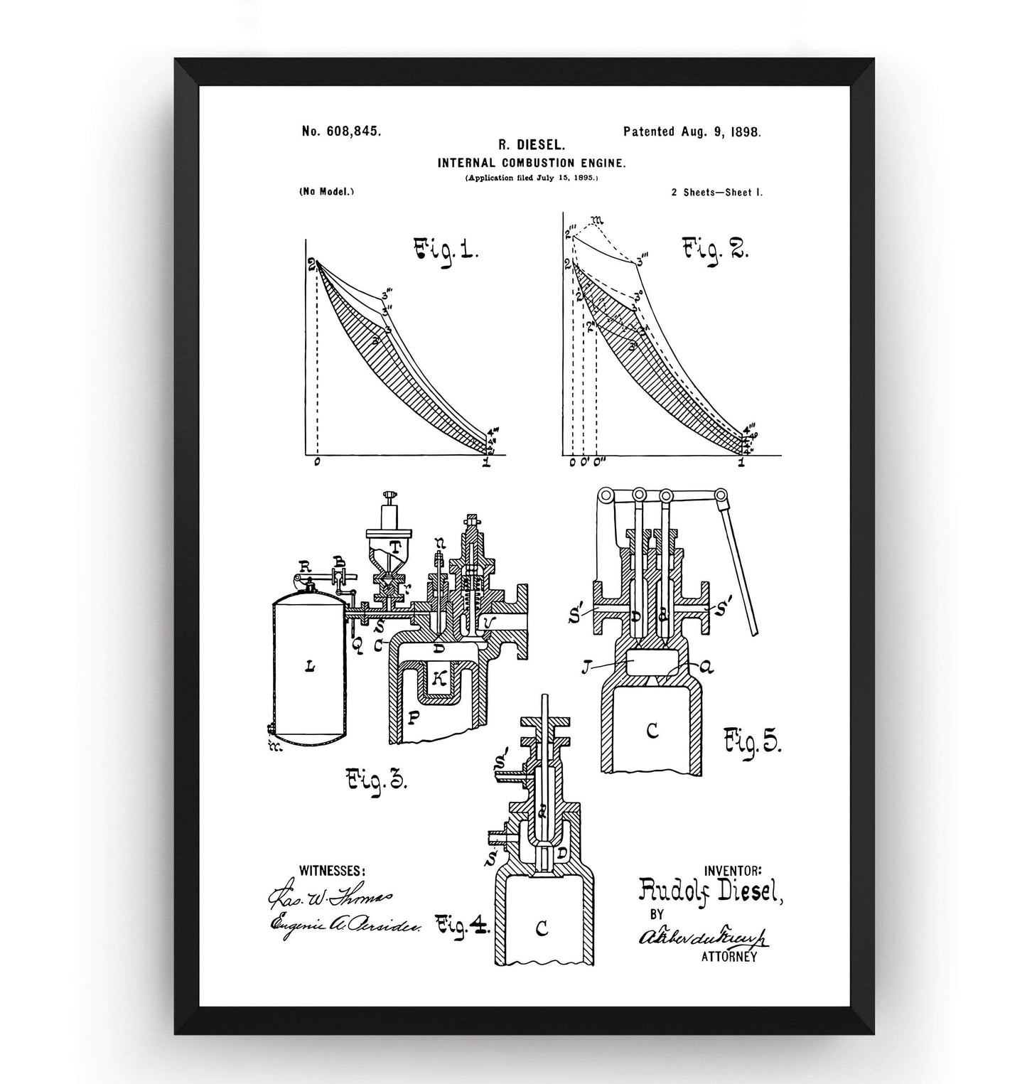 Diesel Combustion Engine Page 1 Patent Print - Magic Posters