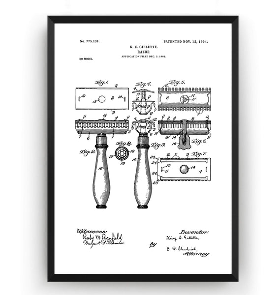 Double Edge Razor Patent Print - Magic Posters