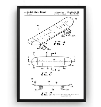 Double Kick Skateboard Patent Print - Magic Posters