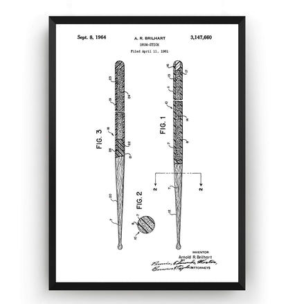 Drum Sticks 1964 Patent Print - Magic Posters