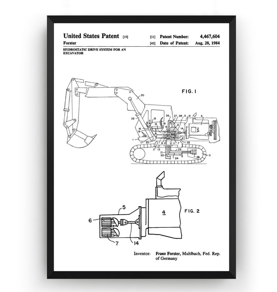 Excavator 1984 Patent Print - Magic Posters